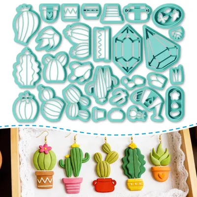 Produktbild von Kaktus Polymer Clay Ausstecher - 29-teiliges Set - Zur Schmuckherstellung - Mehrfarbig