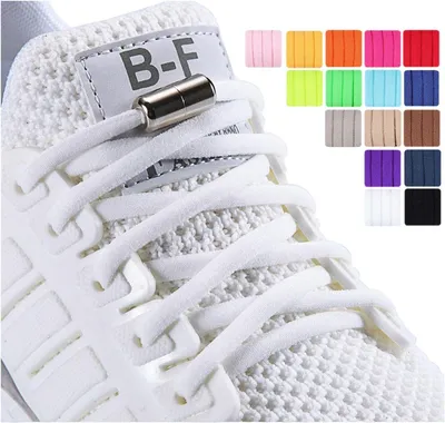 Image de Lacets élastiques sans nœud avec fermeture métallique, 2 paires, 105 cm, pour chaussures de sport
