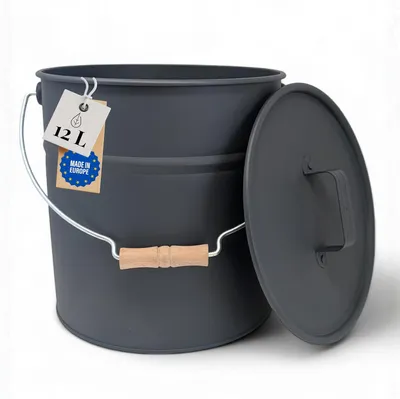 Produktbild von Eimer mit Deckel 10 l, Zink, 26x26x27 cm, anthrazit, für Garten