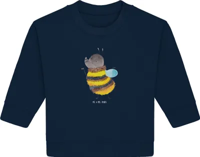 Produktbild von Mr. & Mrs. Panda Organic Baby Pullover Hummel flauschig 24. - 36. Monat - French Navy - Geschenk, Biene, Lustige Sprüche, Bullover, Natur, Blume