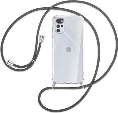Produktbild von Handykette Backcover-Schutzhülle mit Band (Metall silberfarben) für Motorola Moto G22 4G - dunkelgrau