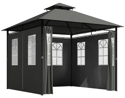 Produktbild von Pavillon Partyzelt Gartenpavillon, 3 x 3 x 2, 88 m, Dunkelgrau
