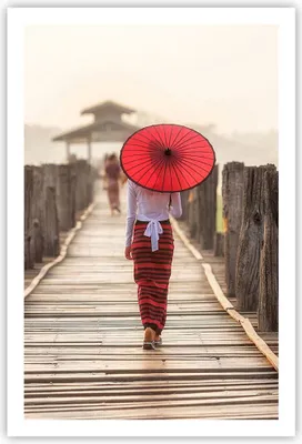 Produktbild von Poster - Poster ohne Rahmen - Birma Regenschirm Brücke - 61x91,5 cm - Wand Bild - Wanddeko - Wandbilder - Kunstposter - Wandposter - Bilder - Kunstdruck - Wanddekoration - Wandbild - P2XPA61x91-4261