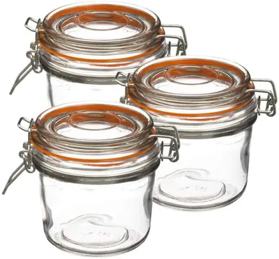 Obrázok produktu pre 5 Five Simply Smart sada 3 pohárov na zaváranie so silikónovým tesnením a otočnou zátkou, poháre na džem, sklo, 325 ml, 146692