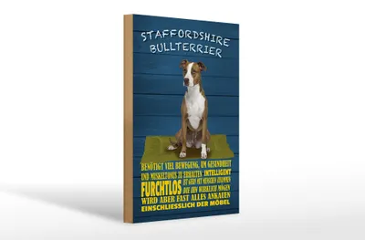 Produktbild von Holzschild Spruch 20x30cm Staffordshire Bullterrier Hund