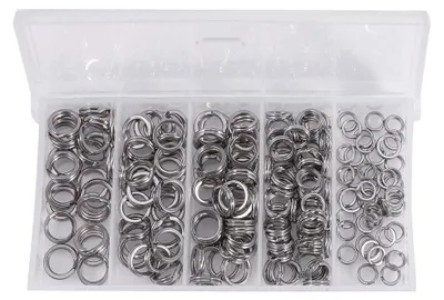 Splitring-Set 200 Stück, Edelstahl, 5 Größen (5-9)