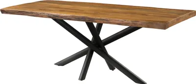 Image de MASSIVMOEBEL24 | Table à Manger en bois de Manguier 180x90x76 naturel laqué / pieds Mikado anthracite matte FREEFORM 5
