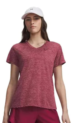 Produktbild von Under Armour Tech Twist V-neck Kurzarm-t-shirt Rot,Rosa L Frau Rot,Rosa L