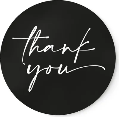 Produktbild von Aufkleber thank you Schwarz | ⌀ 4cm Rund Etikett Schwarz | Sticker für Danksagung, Geschenk, Verpackung, Pakete, Verschluss für Seidenpapier NORDEULE