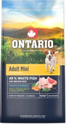 Obrázek produktu pro Krmivo Ontario Adult Mini Fish & Brown Rice 6,5kg