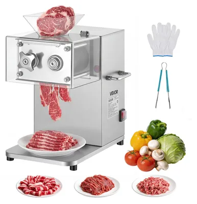 Immagine prodotto di Macchina affettatrice per carne VEVOR, 550W, affettatrice professionale per carne da 350 lb/ora, in acciaio inossidabile, con lama da 3,5 mm, affettatrice elettrica per uso domestico, ristoranti e supermercati