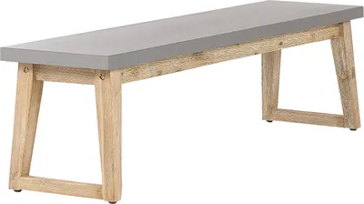 Produktbild von BELIANI Bank Grau / Heller holzfarbton Faserzement / Akazienholz 160 cm Indoor & Outdoor Garten Schlafzimmer Wohnzimmer