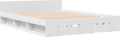 Produktbild von Bettgestell mit Schubladen Weiß 120x200 cm Holzwerkstoff