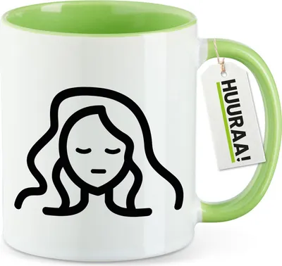 Produktbild von Huuraa Kaffeetasse Jungfrau Sternzeichen Symbol 330ml Grün Keramik Kaffeebecher Geschenkidee