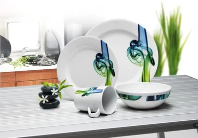 Produktbild von Camp4 Melamin Geschirr-Set LUCCA - Für 4 Personen - 16-teilig