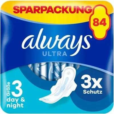Produktbild von always Ultra Binde Night mit Flügeln Monatspaket, 84 Binden (3 Packungen x 28 Stück)