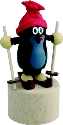 Produktbild von Drückfigur aus Holz - Der kleine Maulwurf mit Ski