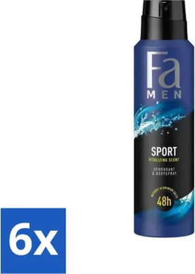 Produktbild von Fa Men – Sport – Deodorant-Spray – Vitalisierender Duft – 150 ml - Vorteilspack - 6 Stücke