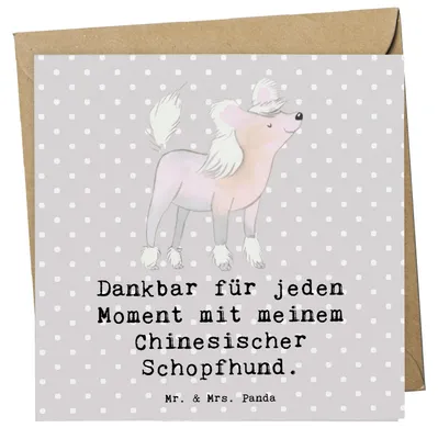 Produktbild von Mr. & Mrs. Panda doppelkarte Chinesischer Schopfhund Moment - Grau Pastell - Geschenk, Klappkarte, Chinese Crested Dog, anlasskarte, Glückwunschkarte, faltkarte