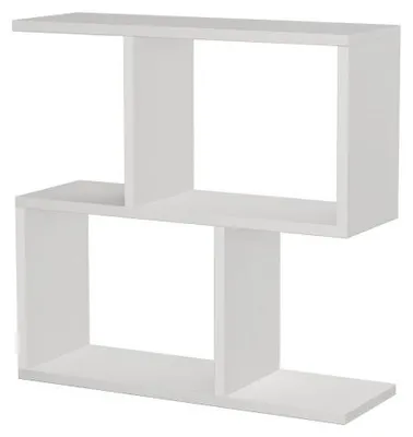 Image de Table d'appoint en panneau mélaminé blanc 60 x 60 x 20 cm avec étagère