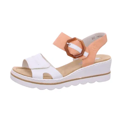 Produktbild von Rieker Damen Sandale Sandalette Schnalle Plateau Keilabsatz 67476, Größe:41 EU, Farbe:Orange