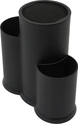 Immagine prodotto di Portacoltelli 3 in 1 - Portacoltelli rotondo universale - Per 4-5 coltelli - Inserto rimovibile - 23×12,5×22,5 cm - Nero