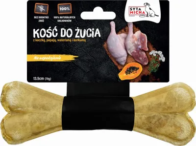 Zdjęcie produktu dla Uspokajająca gryzaczka dla kaczek i wołowiny, zawierająca walerianę i papaję. Syta Micha