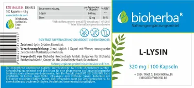 Produktbild von Bioherba | L-Lysine 400 mg