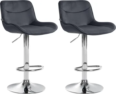 Produktbild von 2er Set Barhocker Vonore Samt chrom schwarz