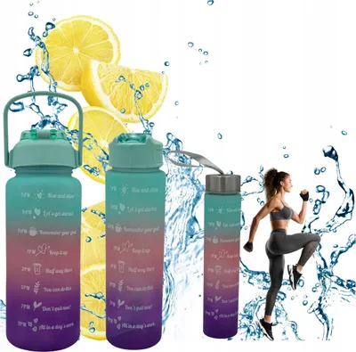 Image de Bouteille d'eau motivante 3 en 1, étanche, sans BPA