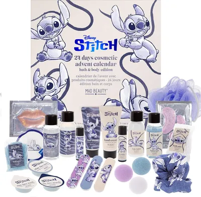 Produktbild von Mad Beauty Disney Stitch Adventskalender 24 Make-Up & Kosmetik Produkte Wellness Adventskalender für Frauen