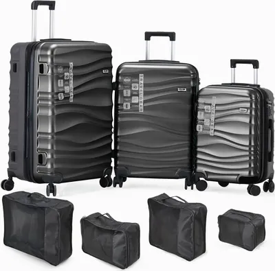 Produktbild von DMS® 7tlg Hartschalenkofferset Koffer Reisekoffer Trolley ABS-Hartschale