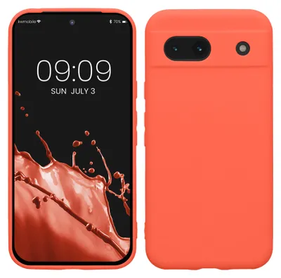 Produktbild von kwmobile Handyhülle für Google Pixel 8a Hülle - weiches Handy Silikon Case - Schutzhülle Cover - Leuchtende Koralle