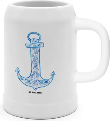 Produktbild von Mr. & Mrs. Panda Krug Anker Blau - Weiß - Geschenk, Steinbierkrug, Tonkrug, Humpen, Steingutkrug, Gute Laune, Seidel