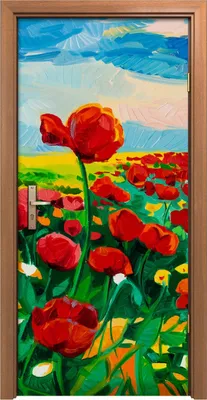 Produktbild von Türposter 90x200 cm Türaufkleber Türtapete Türfolie Klebefolie Natur landschaft Mohn Blume wiese