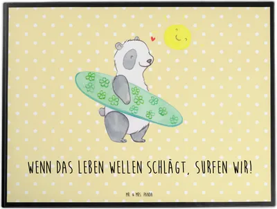 Produktbild von Mr. & Mrs. Panda Schreibunterlage Sommer Wellen Surf - Gelb Pastell - Geschenk, Urlaub Am Meer, Zeichenunterlage, schreibtischunterlagen, Küste, tischmatte, Strandurlaub