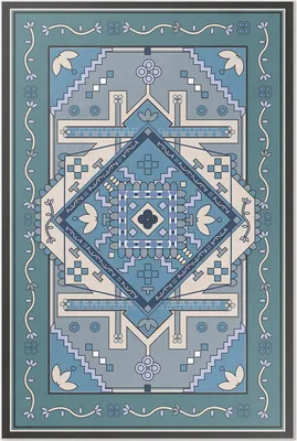 Imagen del producto de Alfombra de vinilo con motivos geométricos árabes ornamentales – 60x90 cm – Alfombra para interiores – Ideal para pasillos – Fácil de limpiar – Diseño moderno