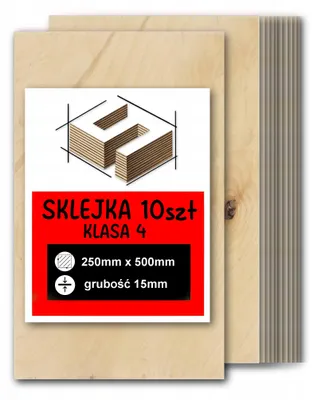 Zdjęcie produktu dla 10x Sklejka brzozowa 250 × 500 × 15 mm, klasa 4/4 - laser, CNC, grawerowanie, modelarstwo i DIY