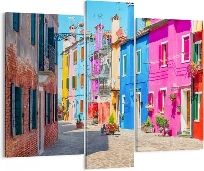 Produktbild von Bild auf Leinwand - Leinwandbild - Straße Haus Blumen - 95x80cm - Wand Bild - Wanddeko - Wandbilder - Leinwanddruck - Bilder - Kunstdruck - Wanddekoration - Leinwand bilder - Wandkunst - CB95x80-3825