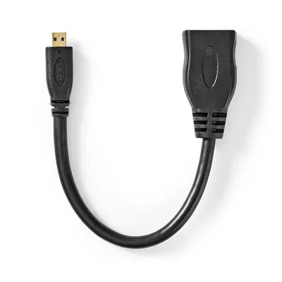 Obrázek produktu pro Nedis CVGP34790BK02, 0,2 m, HDMI Typ D (micro), HDMI Typ A (standardní), 3D kompatibilita, Černá
