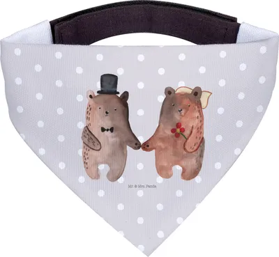 Produktbild von Mr. & Mrs. Panda Hunde-Halstuch Bär Heirat - Grau Pastell - Geschenk, Hunde Halstuch, Hund, Tuch, Hundehalstuch, Teddy
