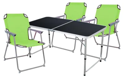 Image de set de meubles de camping 4 pièces Black Alu 120x60x58/70cm vert lime