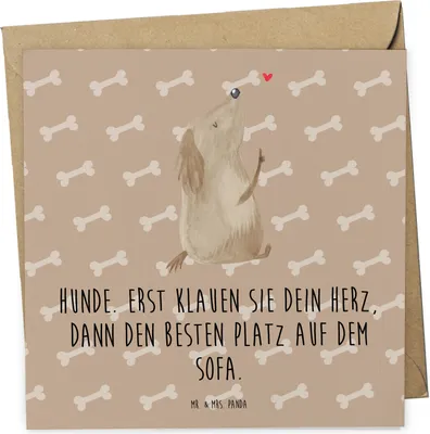 Produktbild von Mr. & Mrs. Panda Glückwunschkarte Hund Liebe - Hundeglück - Geschenk, faltkarte, Klappkarte, Sprüche, Grußkarte, doppelkarte, Herz, Süß, Hunde, anlasskarte
