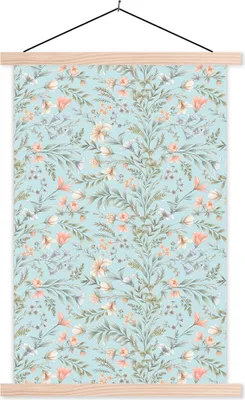 Produktbild von MuchoWow® Textilposter Vintage - Pflanzen - Blumen 60x90 cm mit holzfarbenen Rahmen - Textil