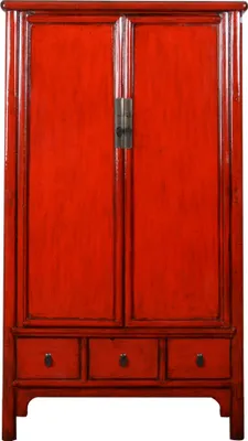 Immagine prodotto di Fine Asianliving Antico Gabinetto Cinese Rosso Alto Lucido W103xP49xH194cm Gabinetto Cinese Matrimonio Gabinetto Orientale Mobili Asiatici
