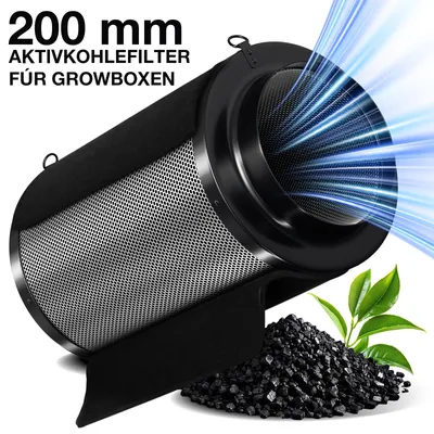 Produktbild von ISOISL Kohlefilter Grow 200mm Aktivkohlefilter Carbon Filter 500mm für Abluftsystem