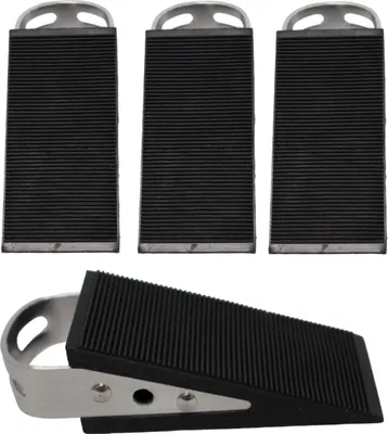 Produktbild von Türstopper Keilform mit Griff 4er Set Gummi Edelstahl Türpuffer 5,2x3,4x12,5 cm
