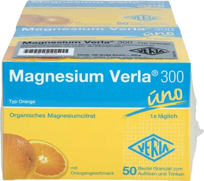 Zdjęcie produktu dla VERLA Magnesium 300 granulki do picia o smaku pomarańczowym, 100 szt. w torebce