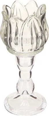 Produktbild von Teelichtglas Tulpe Klar Ø7cm H16cm 2er Set Glas Teelichthalter, 2 Stück