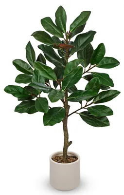Künstlicher Magnolienbaum 90 cm mit weißem Topf